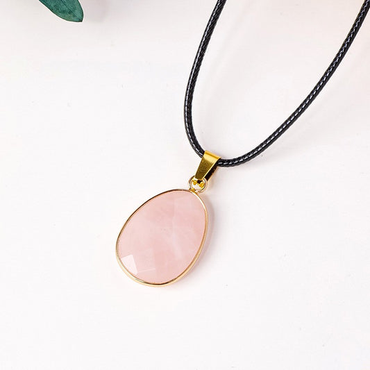 Rose Quartz Faceted Oval Necklace