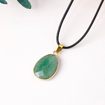 Green Strawberry Quartz Faceted Oval Necklace