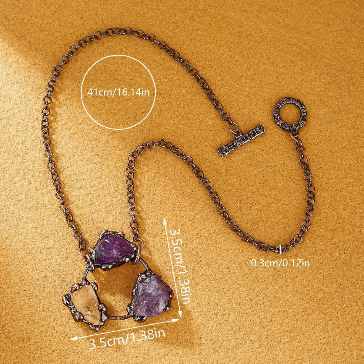 Raw Amethyst & Citrine Statement Necklace
