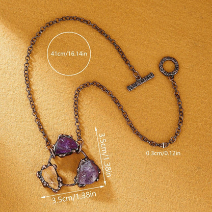 Raw Amethyst & Citrine Statement Necklace