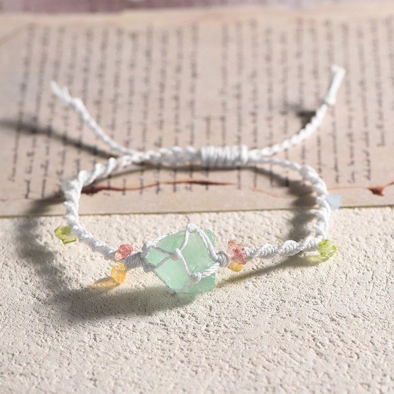 Raw Fluorite Handwoven Bracelet