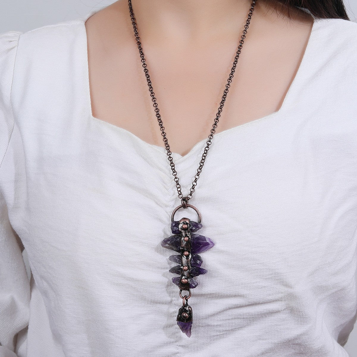 Raw Amethyst Statement Necklace