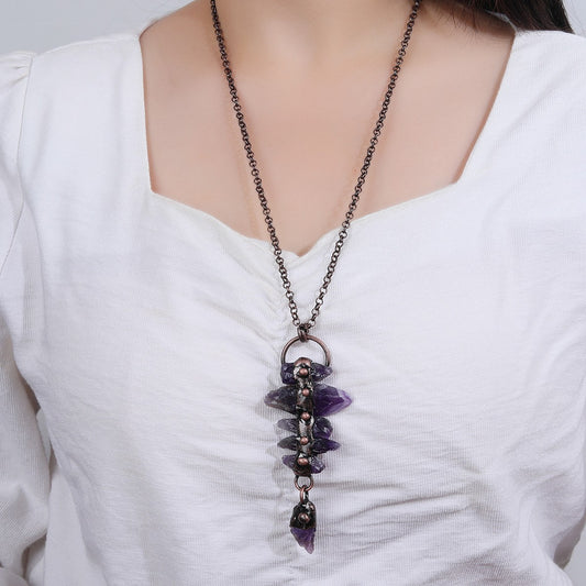 Raw Amethyst Statement Necklace