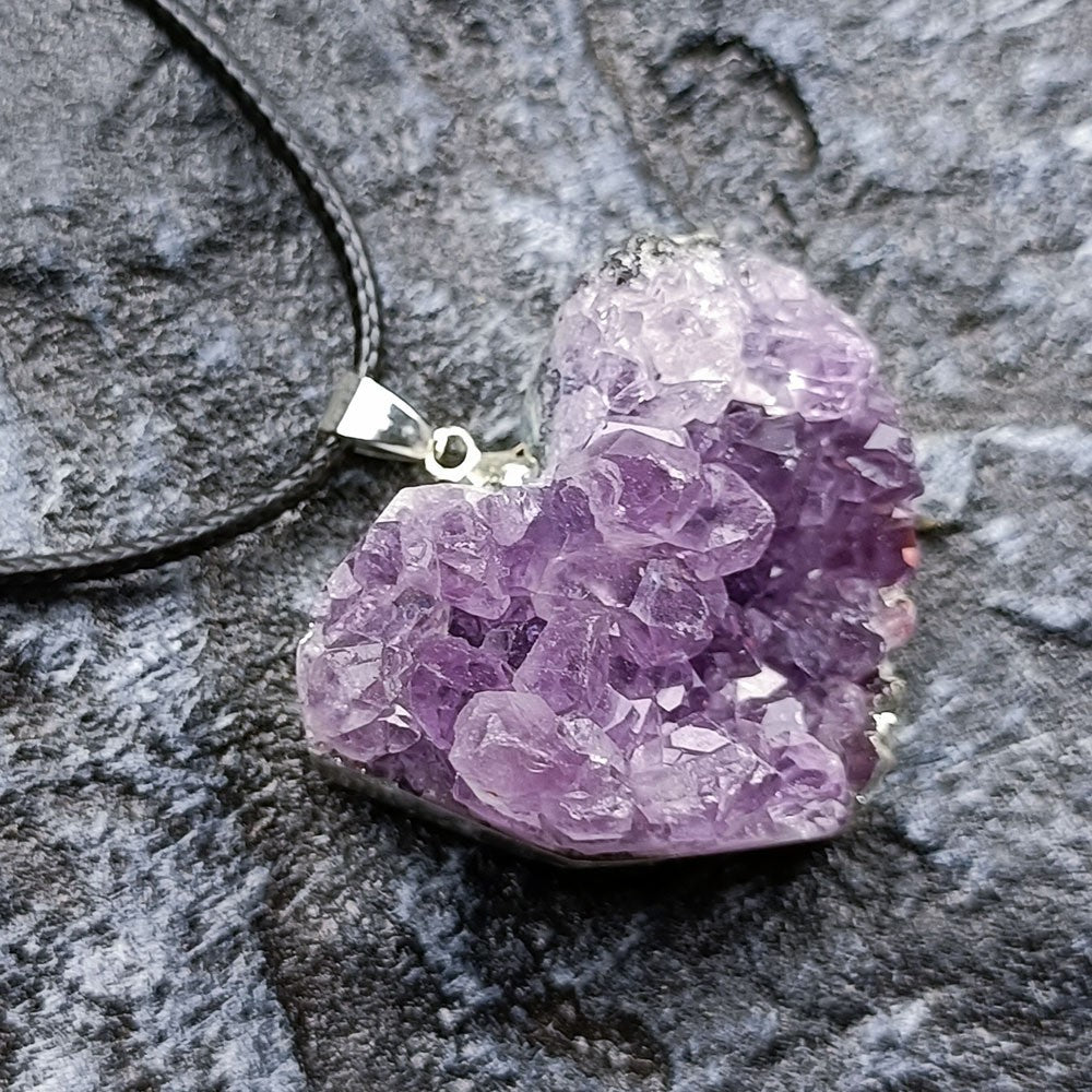 Amethyst Cluster Heart Necklace