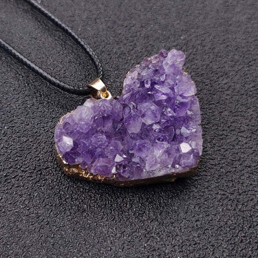 Amethyst Cluster Heart Necklace