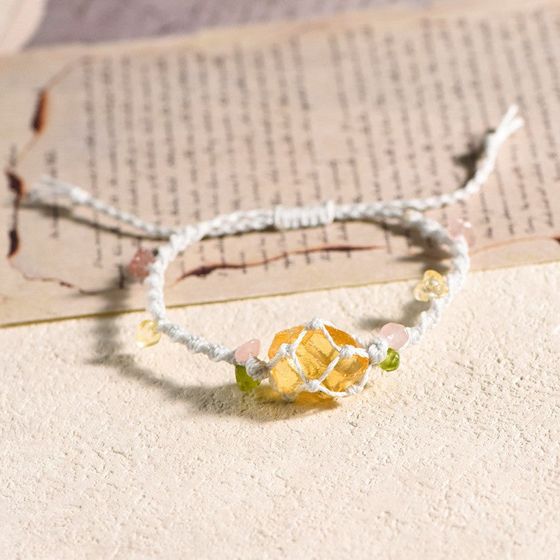 Raw Citrine Handwoven Bracelet