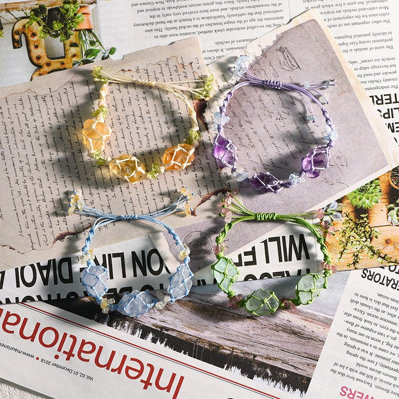 Triple Raw Citrine Handwoven Bracelet