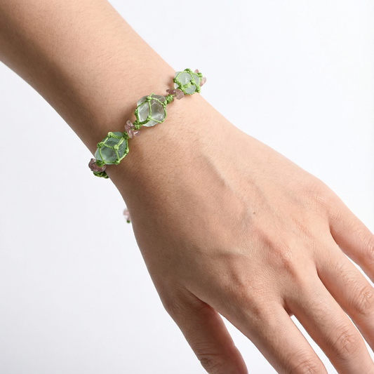 Triple Raw Fluorite Handwoven Bracelet