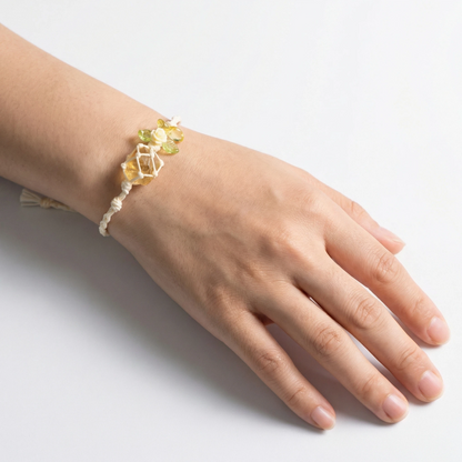 Raw Citrine Bracelet with Flower Charm