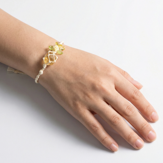 Raw Citrine Bracelet with Flower Charm
