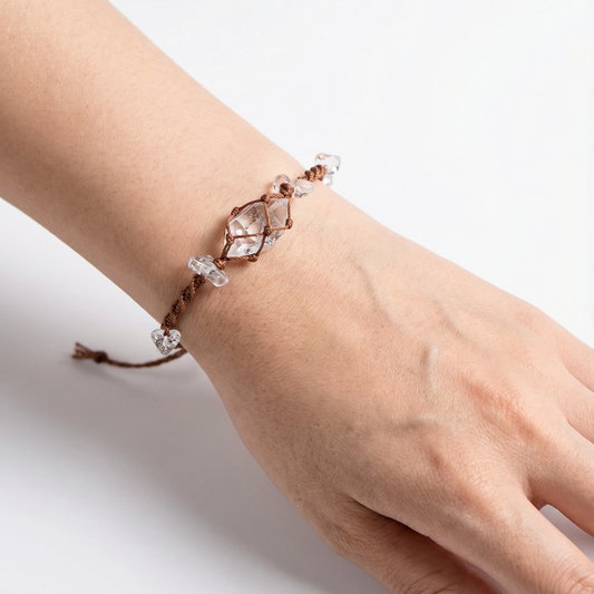 Raw Clear Quartz Handwoven Bracelet