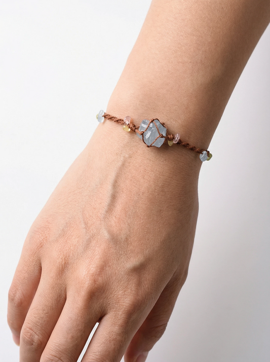 Raw Celestite Handwoven Bracelet