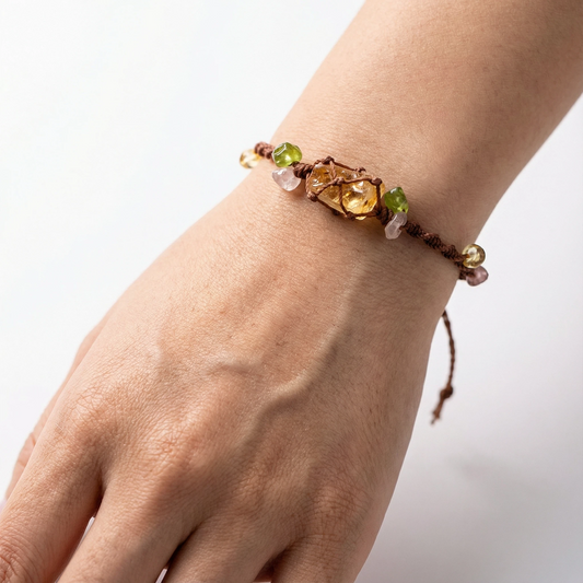 Raw Citrine Handwoven Bracelet